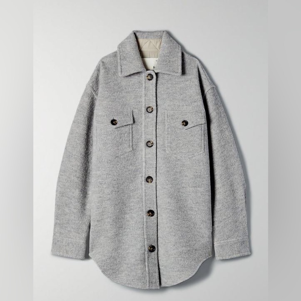 Aritzia Wilfred Ganna Shacket Heather Light Gray - Picture 2 of 3